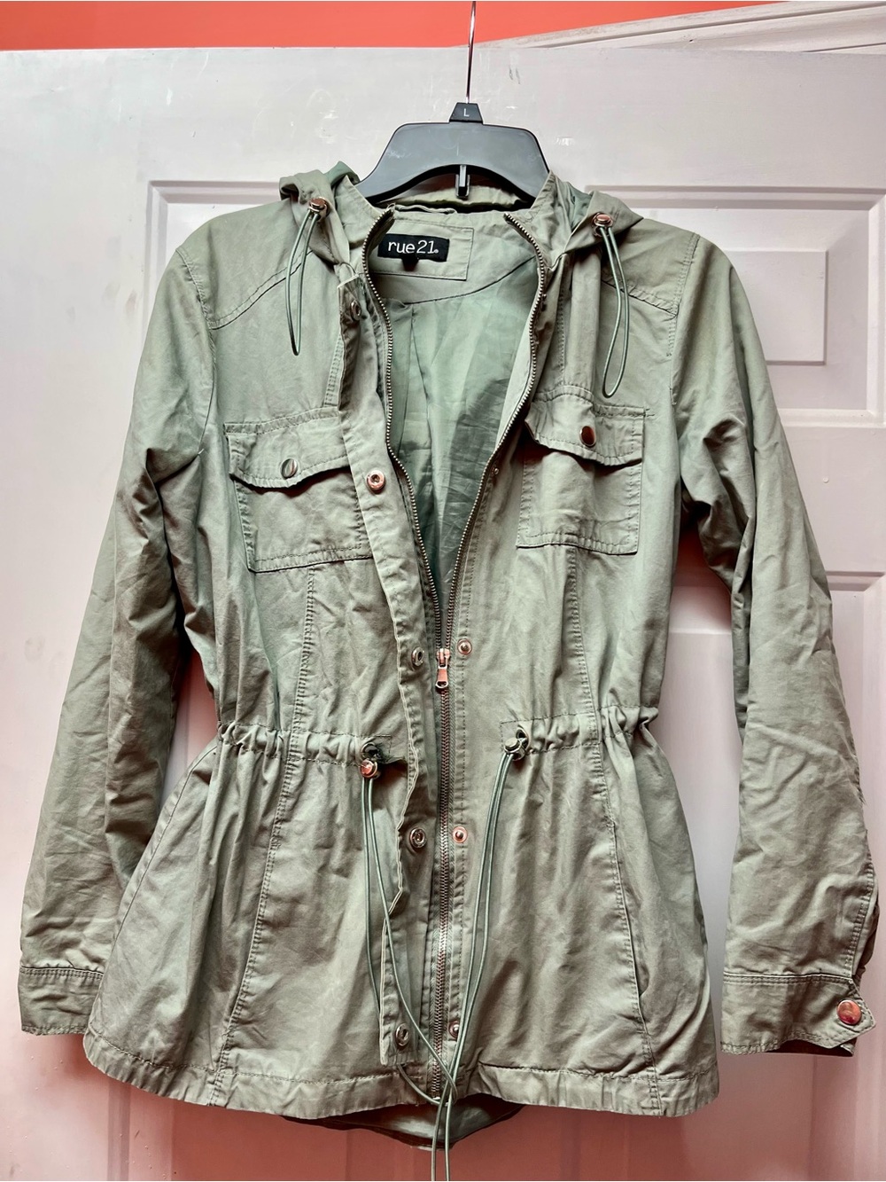 rue21 Olive Green Drawstring Waist Utility Jacket